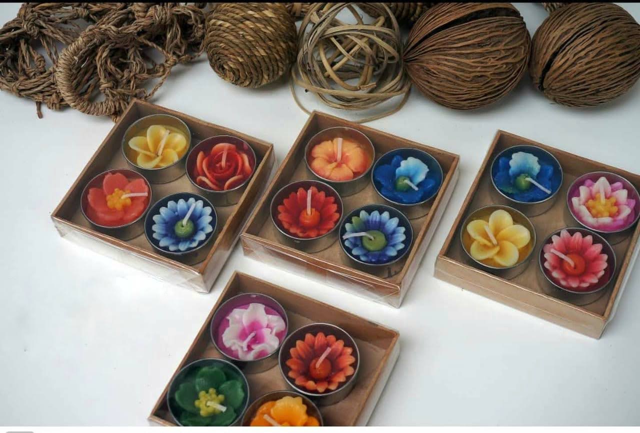 Flower candle set of 4